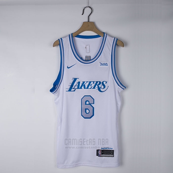 Camiseta Los Angeles Lakers LeBron James #6 Ciudad 2021-22 Blanco